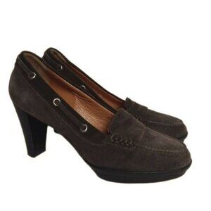 VOLTAN Made in Italy Genuine Suede Loafer Heels Sz 6 EUR 36